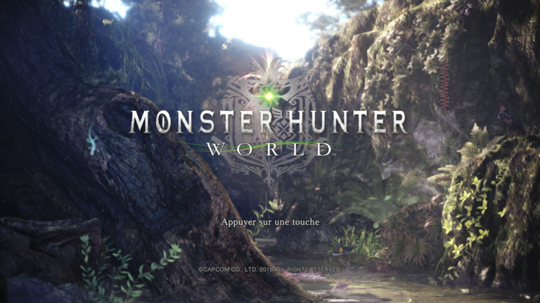 Monster Hunter World, écran principale.