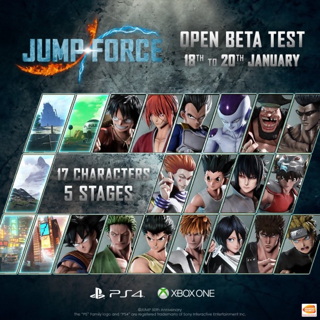 Jump Force open beta test characters stages