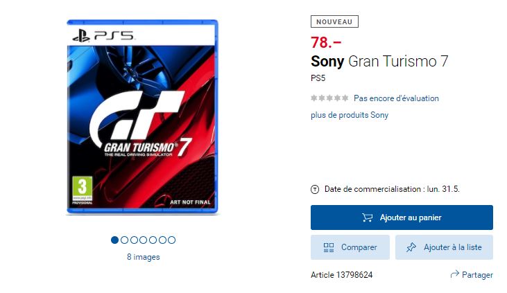 Gran Turismo 7, un date en fuite chez Digitec !