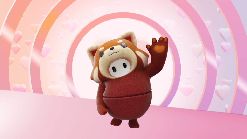 Fall Guys, une tenue panda roux pour la Saint Valentin