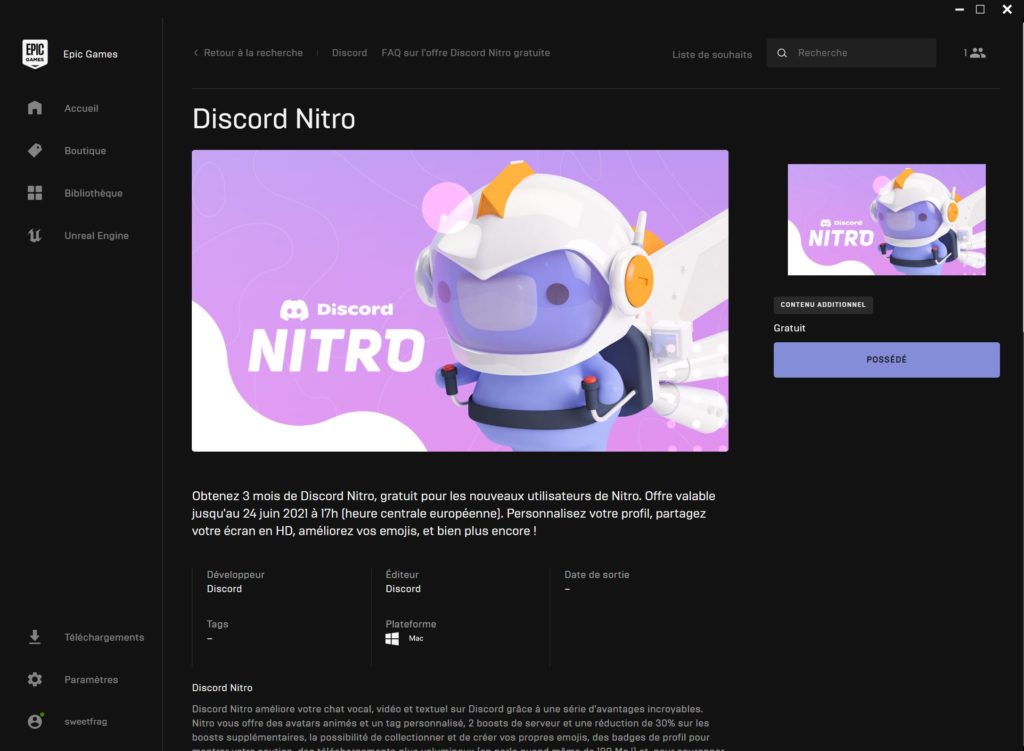 Discord Nitro est offert pendant 3 mois sur l'Epic Games Store
