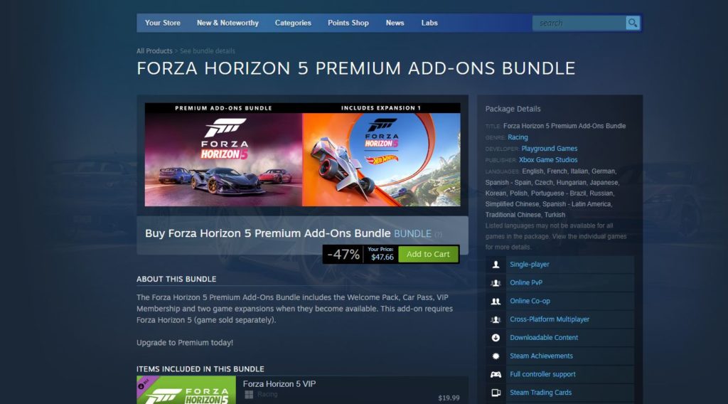 Forza Horizon 5, le premier DLC en fuite sur Steam
