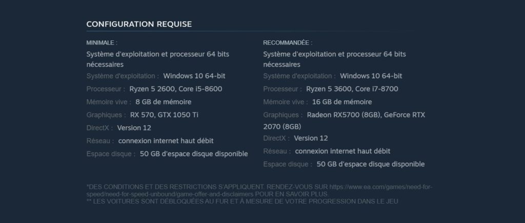 Need for Speed Unbound, heures d'accès, configurations PC,...