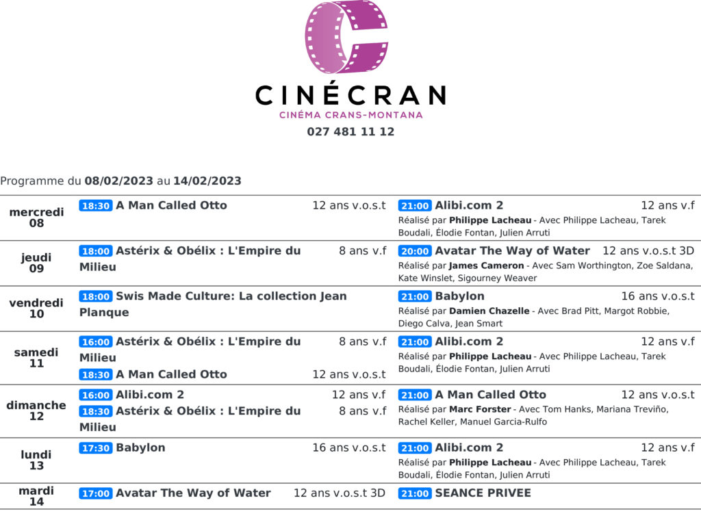 Cinémas de Sierre : Le programme de la semaine n°07