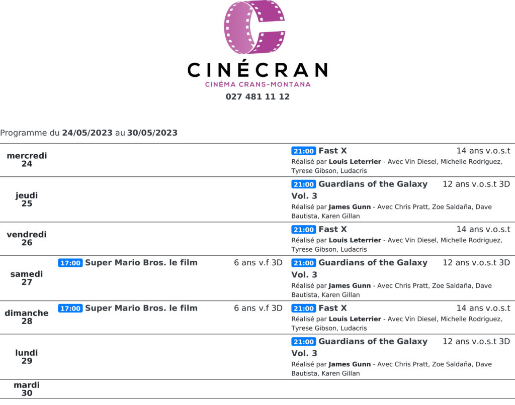 Cinémas de Sierre : Le programme de la semaine n°22