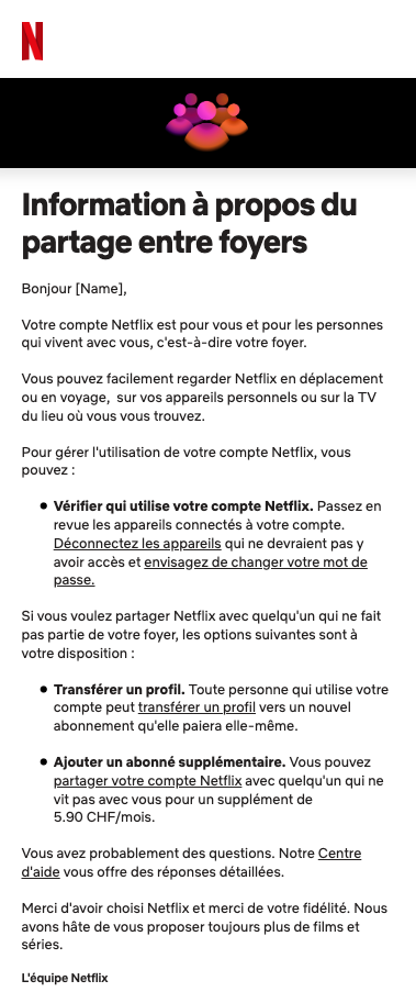 Netflix : La fin du partage de comptes en Suisse