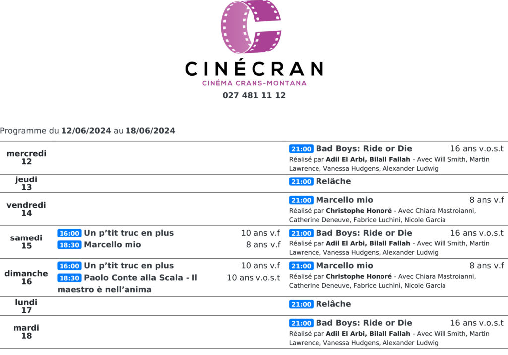 Cinémas de Sierre : Le programme de la semaine n°25