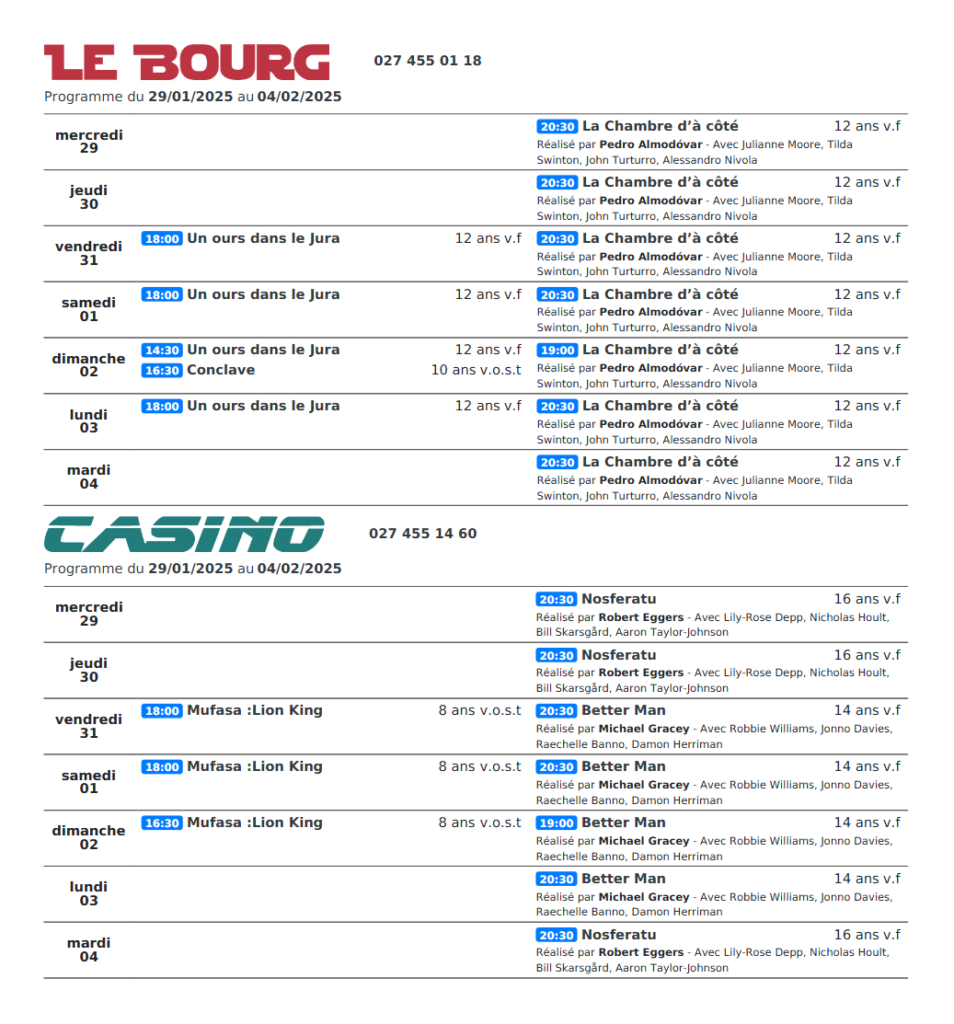 Cinémas de Sierre : Le programme de la semaine n°06