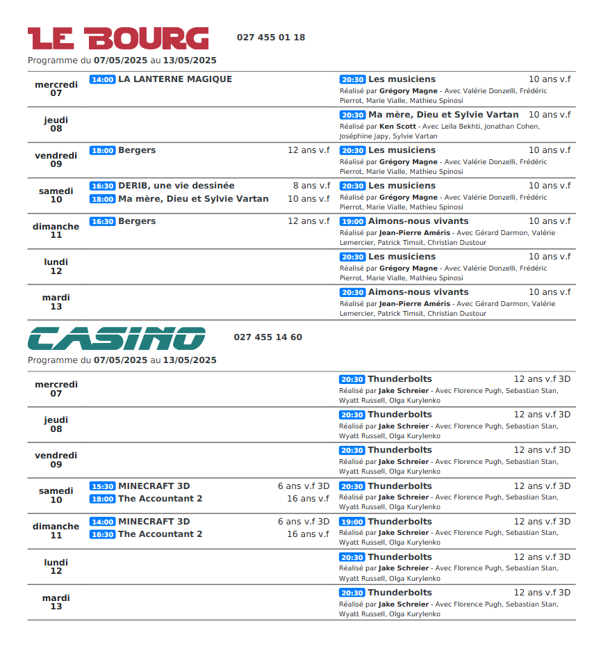 Cinémas de Sierre : Le programme de la semaine n°20