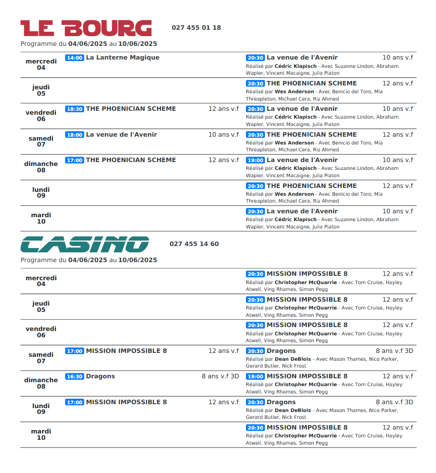 Cinémas de Sierre : Le programme de la semaine n°24